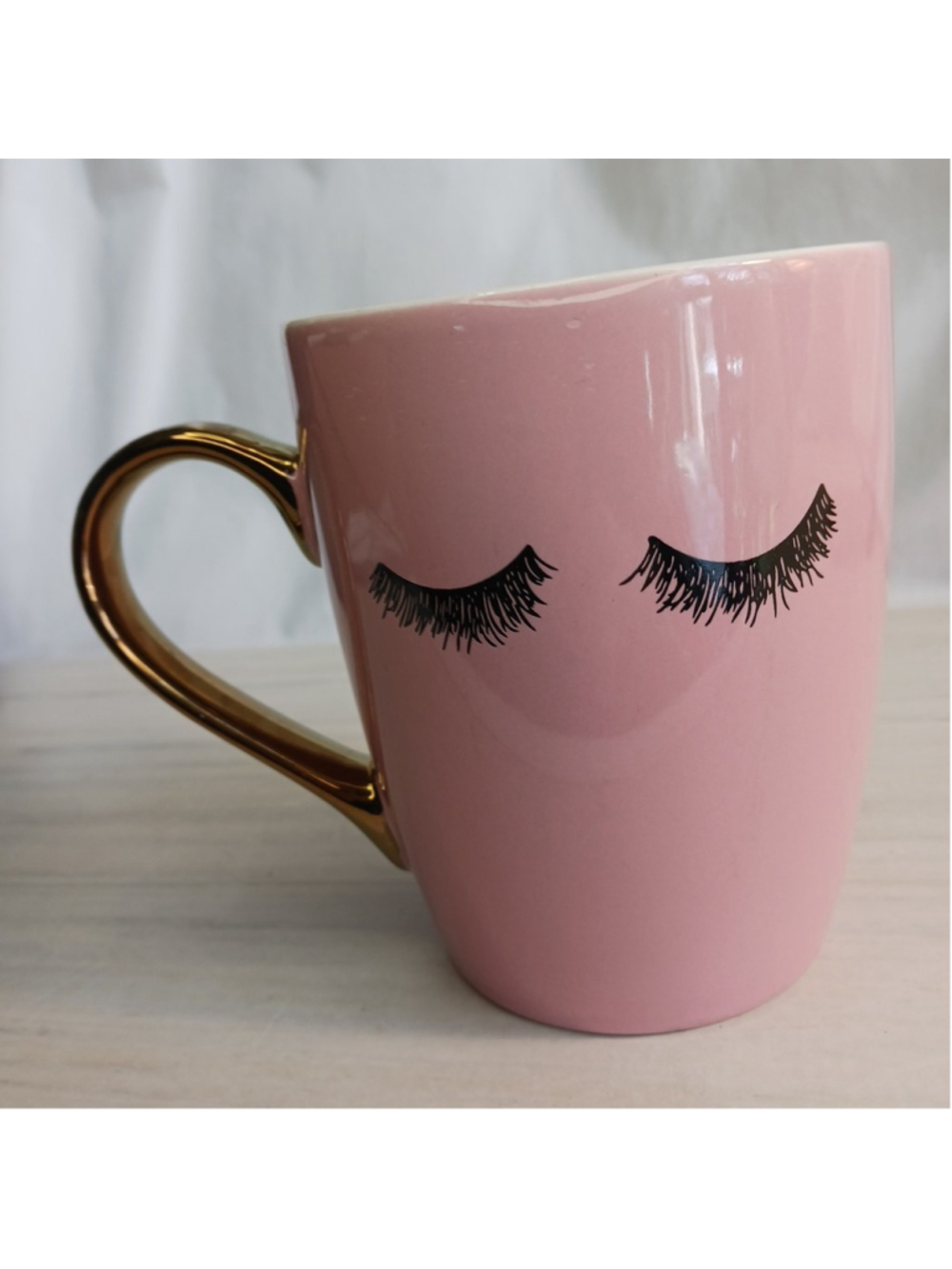 Sweet Water Decor Pink Gold Eyelash Mug Ceramic Coffee Cup Large Bridal Mom